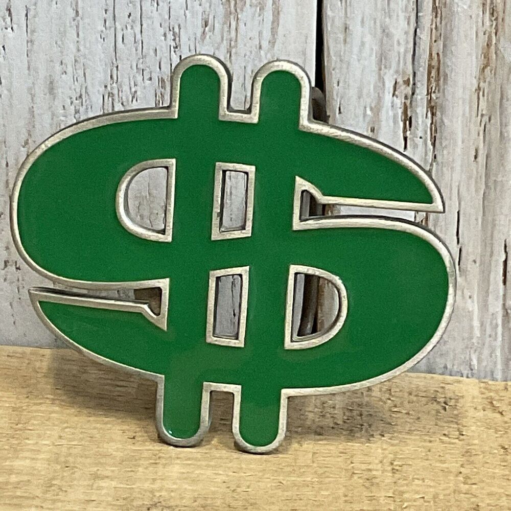Cash Dollar‎ Sign Green Belt Buckle Mens 2002 Great American Products Pewter